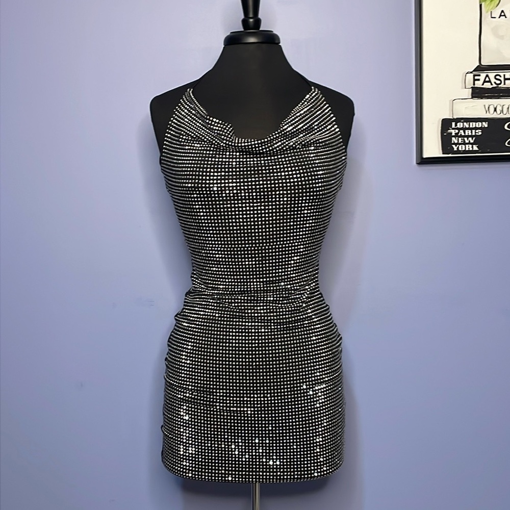 Thirty / Thirty LA Sparkling Silver Halter Dress Size Small
